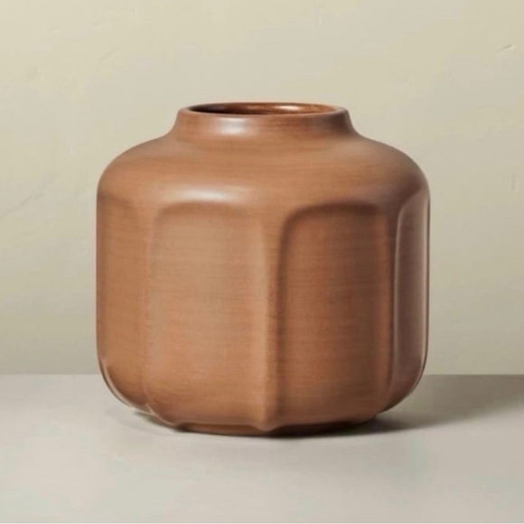 Hearth & Hand with Magnolia 6” Faceted Ceramic Wide Vase Brown - Picture 1 of 5